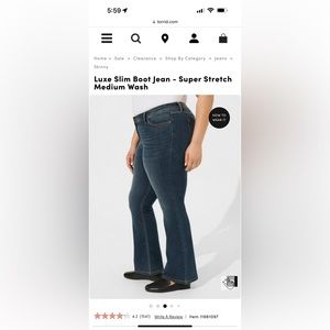 🌟NEW- Torrid- Luxe Slim Boot Jean - Super Stretch Medium Wash🌟